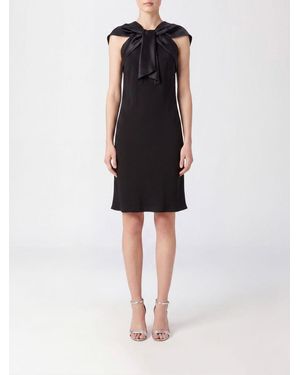 Alberta Ferretti Off-The-Shoulder Satin Sheath Midi Dress With Boat Neck - Black