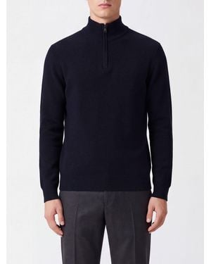 Brioni Half-Zip Turtleneck Jumper - Blue