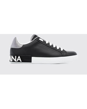 Dolce & Gabbana Dolce &Amp Gabbana Portofino Smooth Calfskin Low-Top Trainers With Logo - White