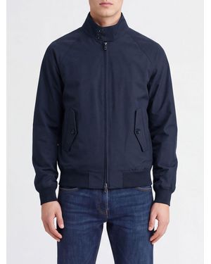 Baracuta High Collar Bomber Jacket With Zip Closure And Flap Pockets - Blue