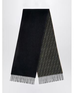 Fendi Double-Face Cashmere Scarf With All-Over Ff Monogram - Black