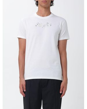 Fendi Slim Fit T-Shirt Aus Baumwolle Mit Kontrastierendem Gesticktem Logo - Weiß