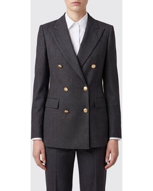 Tagliatore Blazer Cruzado De Mezcla De Viscosa - Gris