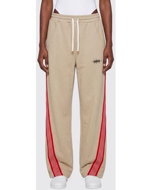 Barrow Striped Wide-Leg Cotton Jogging Pants With Mid-Rise Waist - Natural