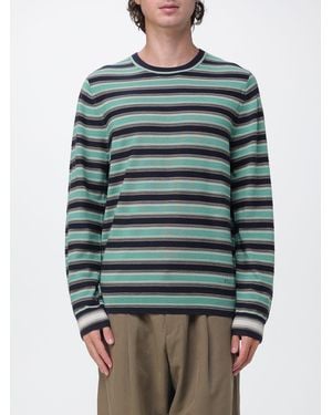 Paul Smith Striped Merino Wool Relaxed Fit Jumper With Crew Neck - Green