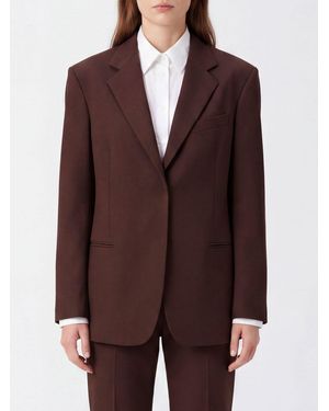 FEDERICA TOSI Single-Breasted Relaxed Fit Cotton Blazer With Padded Shoulders - Brown
