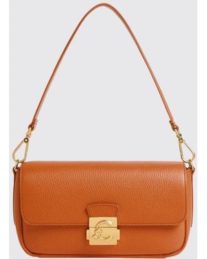 Coccinelle C-Me Lock Medium Grained Leather Bag - Orange