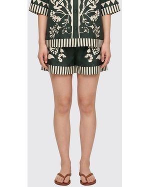 Eres High-Waisted Floral Print Pure Silk Shorts With Belt Loops - Black