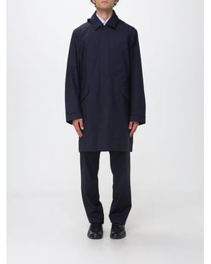 Paul Smith Single-Breasted Wool Trench Coat With Hood And Belt - Blue