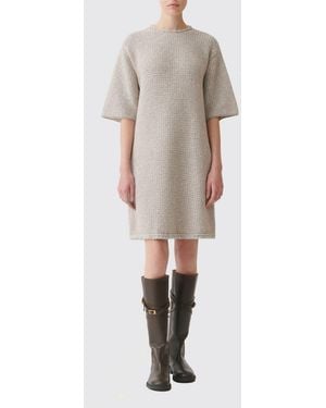 Fabiana Filippi Tweed Sheath Mini Dress With Sequin Embroidery - Natural