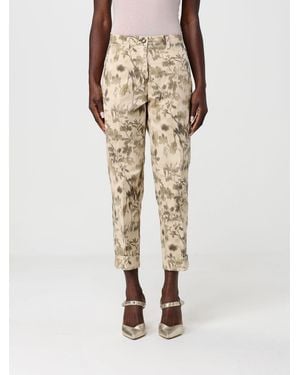 Mason's Printed Stretch Cotton Cropped Fit Pants - Natural