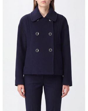 Pinko Double-Breasted Wool-Blend Peacoat With Dropped Shoulders - Blue