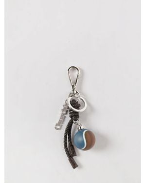 Church's Brass And Woven Leather Keychain With Charms - White