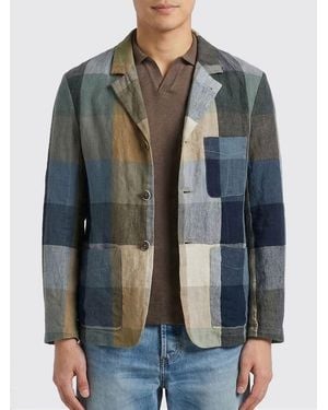 Barena Checked Linen Blazer - Gray