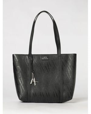 ARMANI EXCHANGE Grained Synthetic Leather Bag With Embossed Logo - Black