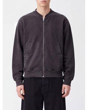 Our Legacy Rift Zipped Cotton Hoodie With A Bomber Collar - Blue
