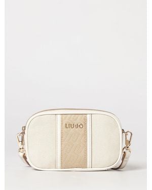 Liu Jo Canvas And Denim Bag With Jacquard Logo - Natural