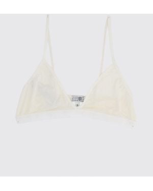 MM6 by Maison Margiela Tulle And Nylon Triangle Bra With Adjustable Straps - White