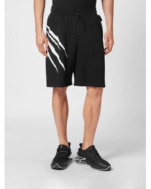 Philipp Plein Pantalones Cortos Deportivos Scratch De Jersey Con Cordón En La Cintura - Negro