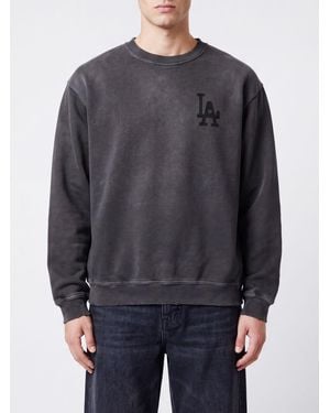 HTC Relaxed Fit Contrast Logo Cotton Sweatshirt - Grey