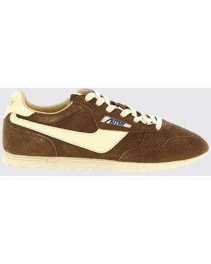 Autry Windspin Low Top Leather And Nylon Trainers With Suede Inserts - Brown