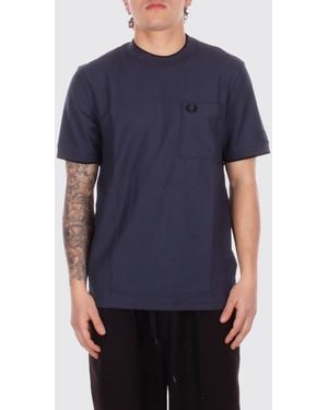 Fred Perry Cotton T-Shirt With Logo - Blue
