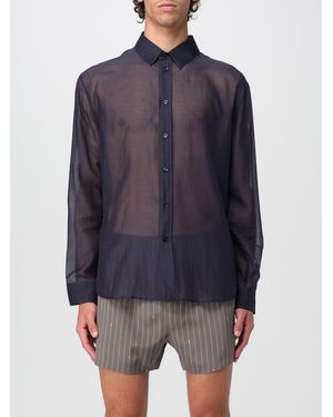 Saint Laurent Shirt With Classic Collar And Contrasting Details I - Blue