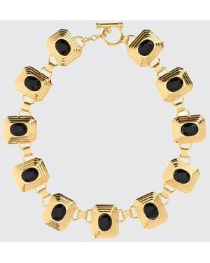 Alessandra Rich Crystal-Embellished Brass Choker Necklace - Metallic