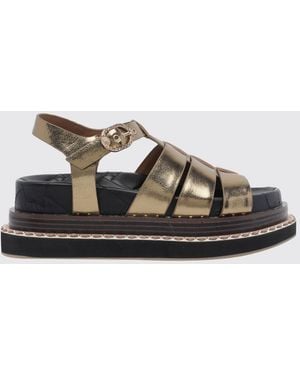 Kurt Geiger Laminated Leather Wedge Sandals With Mid Heel - White