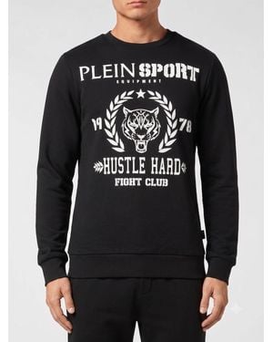 Philipp Plein Slim Fit Graphic Print Cotton Crewneck Sweatshirt - Black