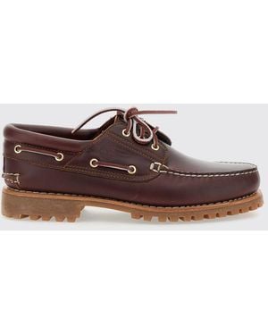 Timberland Smooth Leather Boat Shoes With Rubber Lug Sole - Brown