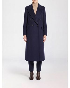 Max Mara Double-Breasted Long Coat - Blue