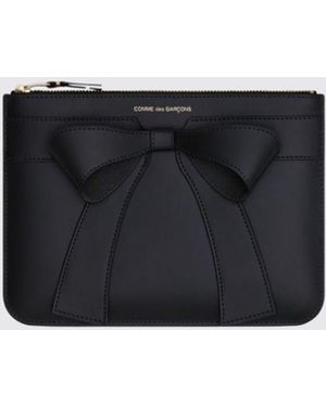 Comme des Garçons Large Leather Wallet With Bow Print - White