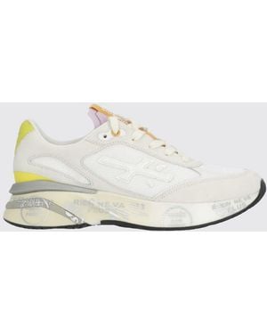 Premiata Moerund Laminated Leather And Mesh Sneakers - White