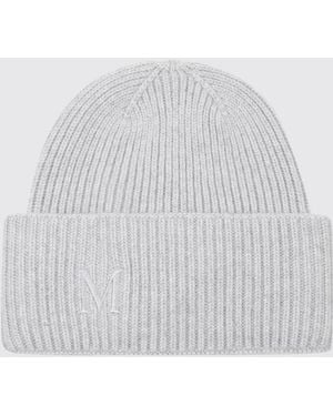 Max Mara Ribbed Wool Beanie Hat With Jacquard Logo And Cuff - White