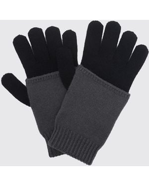 MM6 by Maison Margiela Double-Layer Wool Blend Gloves With Ribbed Cuffs - Black