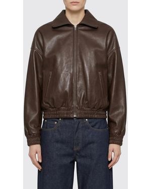 Acne Studios Leather Bomber Jacket - Brown