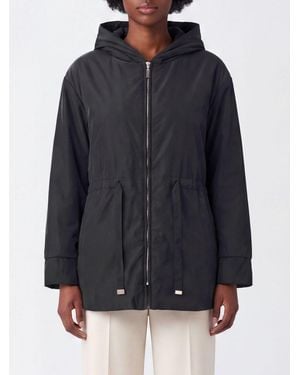 Max Mara Short Technical Fabric Parka With Hood And Drawstring - Blue