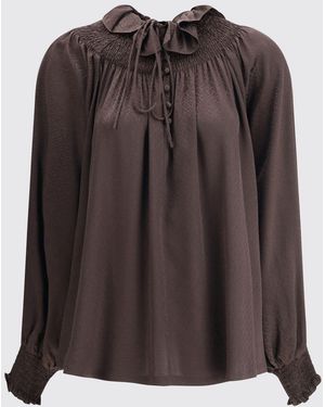 Burberry Blusa Di Seta - Marrone