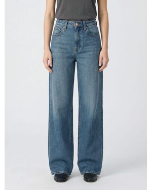 7 For All Mankind Vaqueros Anchos De Talle Alto En Denim De Algodón Con Efecto Desgastado - Azul