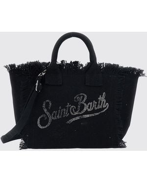 MC2 Saint Barth Colette Cotton Canvas Bag With Logo - Black