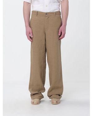 Barena Linen Blend Wide Leg Pants - Natural