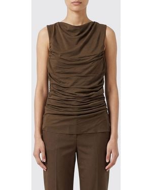 Soeur Draped Cotton Blend Top - Brown