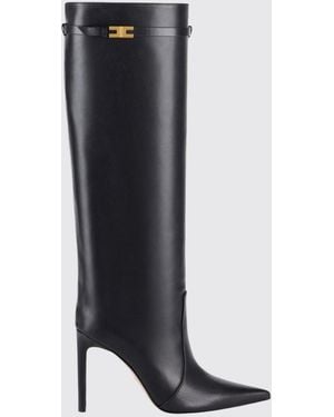 Elisabetta Franchi Smooth Leather Knee-High Stiletto Boots - Black