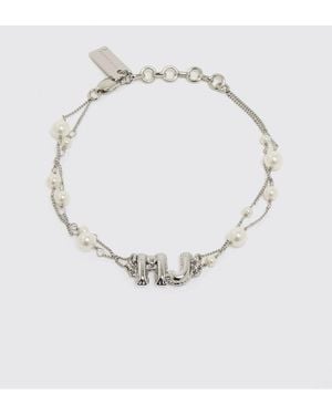 Marc Jacobs Brass Bracelet With Synthetic Pearls - White