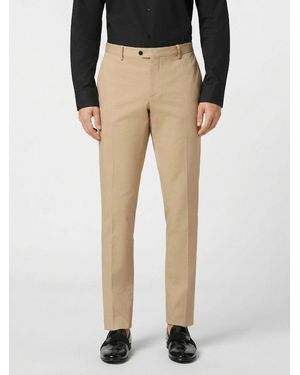 Philipp Plein Slim Fit Stretch Cotton Tailored Trousers With Rear Logo - Natural