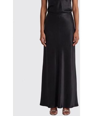 Alberta Ferretti High-Waisted Satin Long Pencil Skirt With Asymmetrical Hem - Black