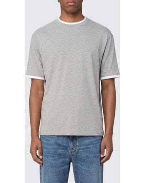 Lardini Cotton Crewneck T-Shirt With Contrast Trims - Grey