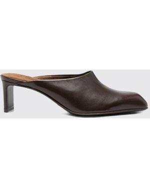 KHAITE Tapered Toe Smooth Leather Mules With A Mid Heel - Brown