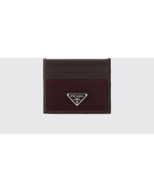 Prada Tarjetero De Piel De Becerro Y Nailon Con Logo - Blanco